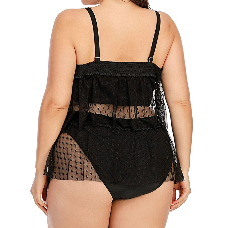 Swimsuit Women's Black High Waist Bikini Set 2021 Plus Size Swimwear Summer Swimwear Flamingo May Beach Swimwear Mesh Bikini