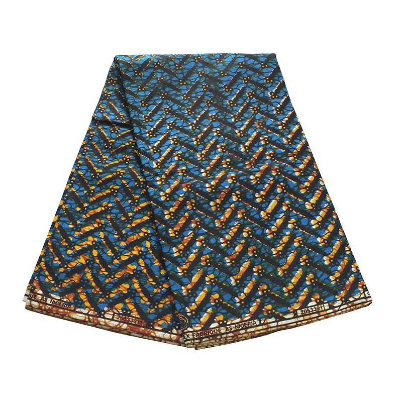 2019 Новая африканская ткань гарантирует Чистый хлопок сине-желтая с принтом для