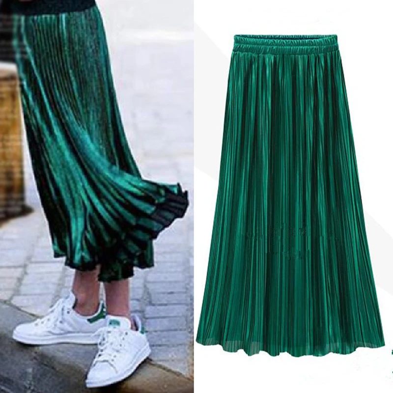 

Spring and Autumn New Fashion Women's High Waist Pleated Solid Color Half Length Elastic Skirt Promotions Lady Black Pink