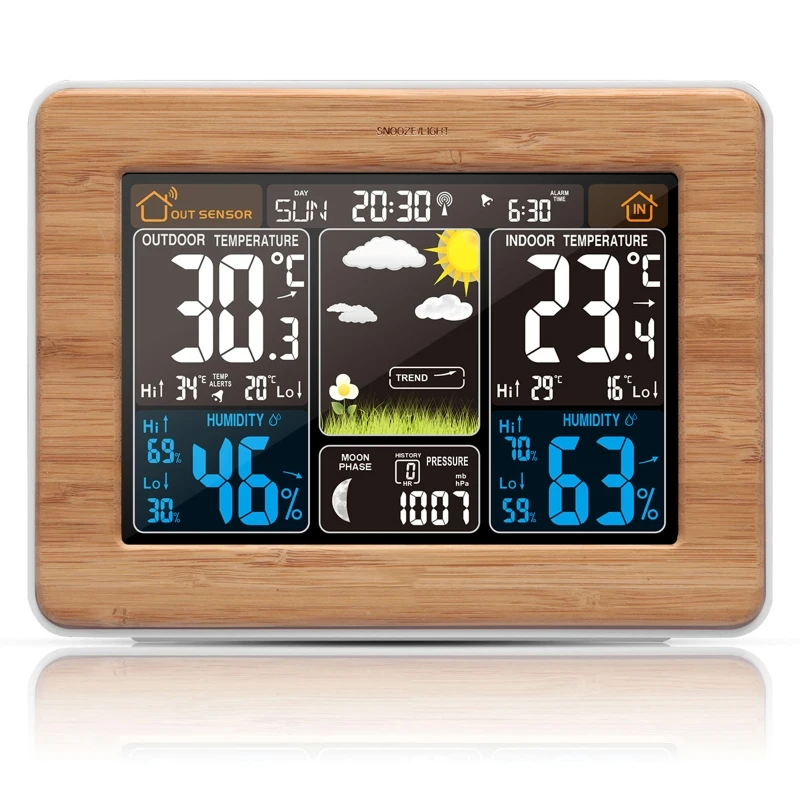 

Weather Station LCD Digital Alarm Clock RF Wireless Indoor Temperature Humidity