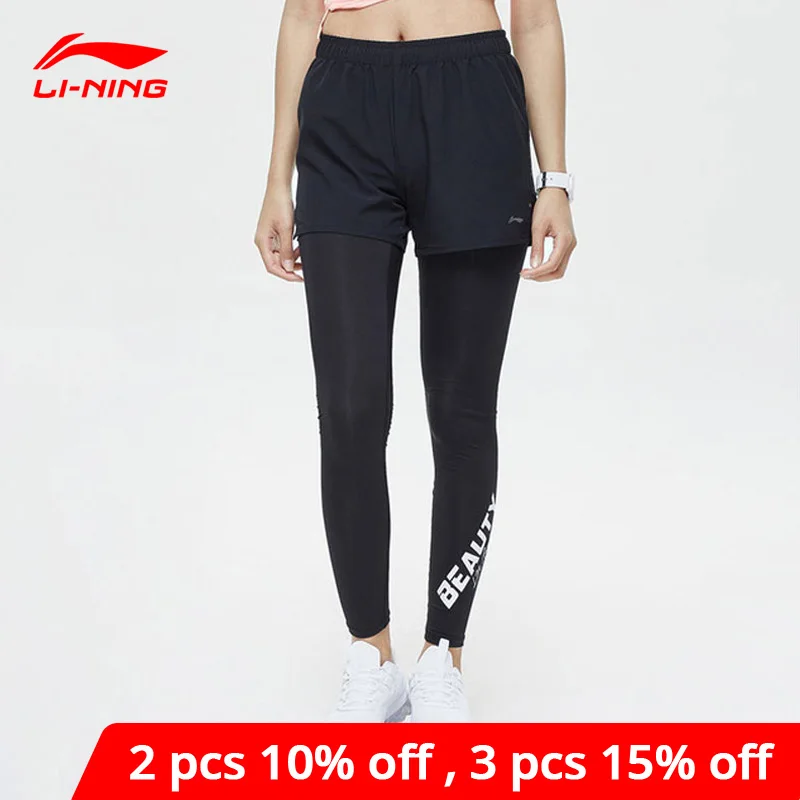 Женские дышащие шорты для бега Li Ning прямые спортивные с подкладкой li ning из 88%