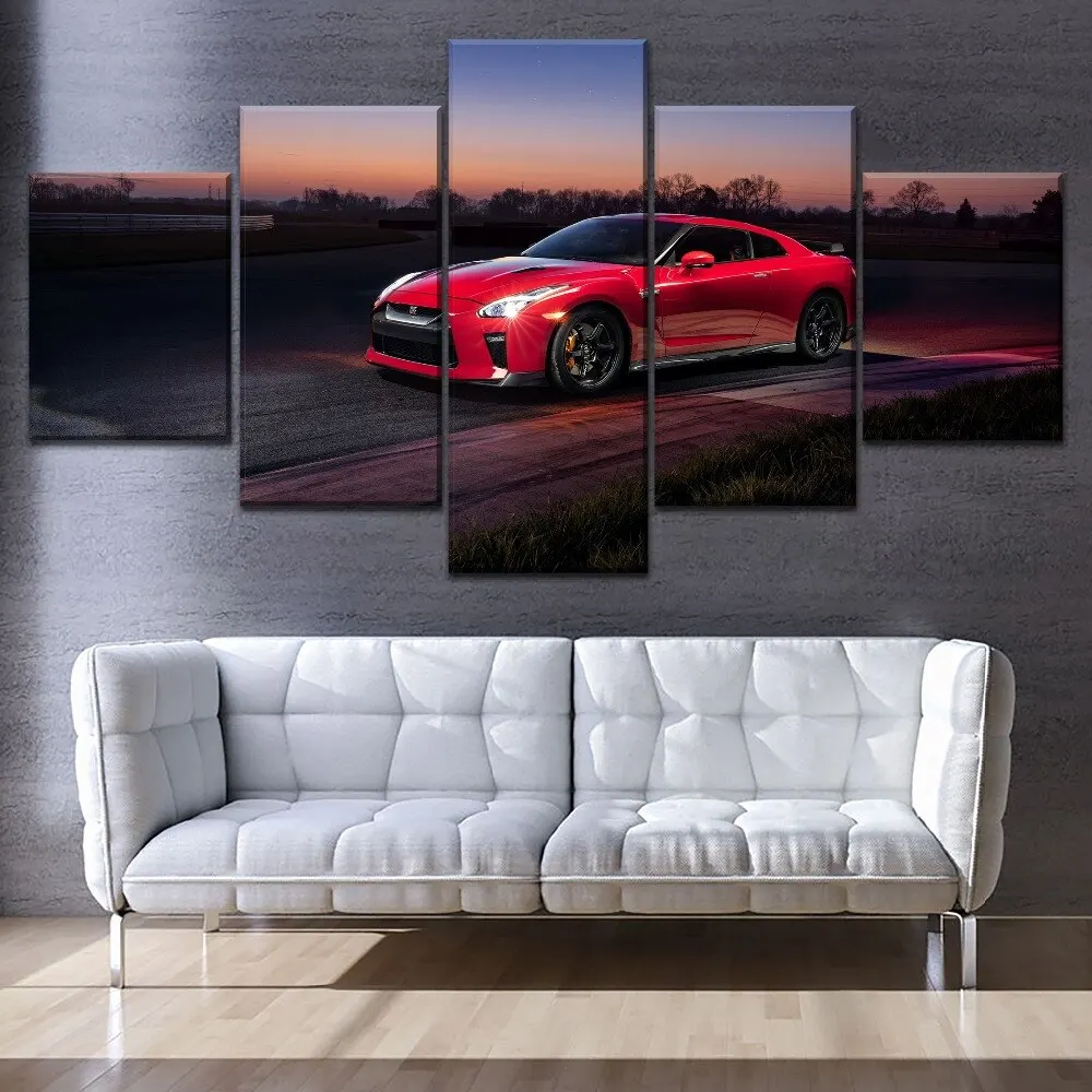 Картина на холсте современное настенное искусство 5 панелей пейзаж стиль Red GTR Track