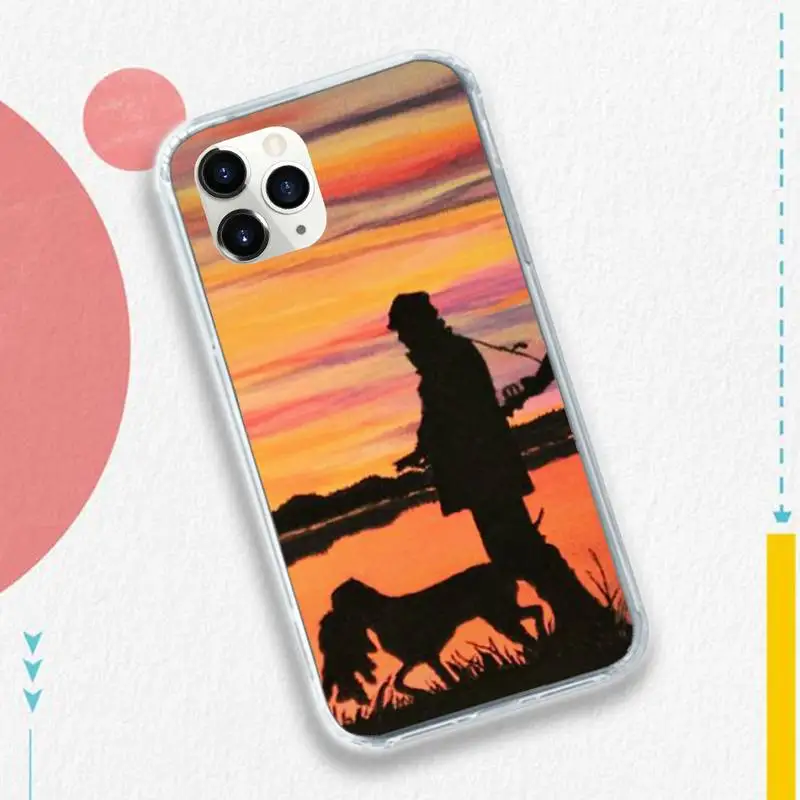 

Hunting animal and fishing man pattern high quality luxury Phone Case for iPhone 11 12 pro XS MAX 8 7 6 6S Plus X 5S SE 2020 XR