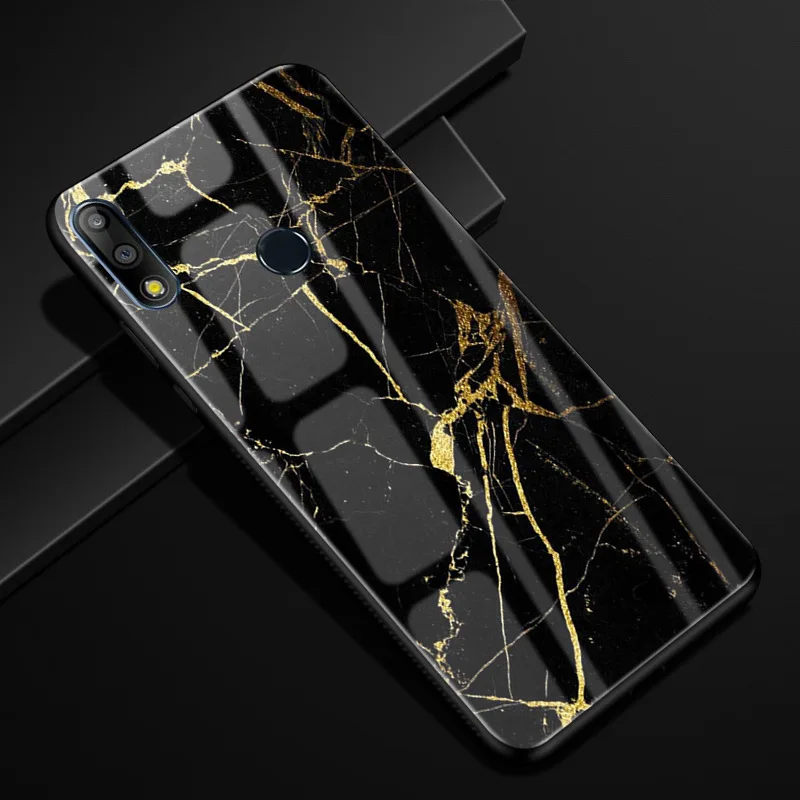 44 Для Asus Zenfone Max Pro M2 ZB631KL Чехол Жесткий PC стеклянный чехол для телефона черный TPU бампер чехол для Asus ZB631KL закаленное стекло - Цвет: 44