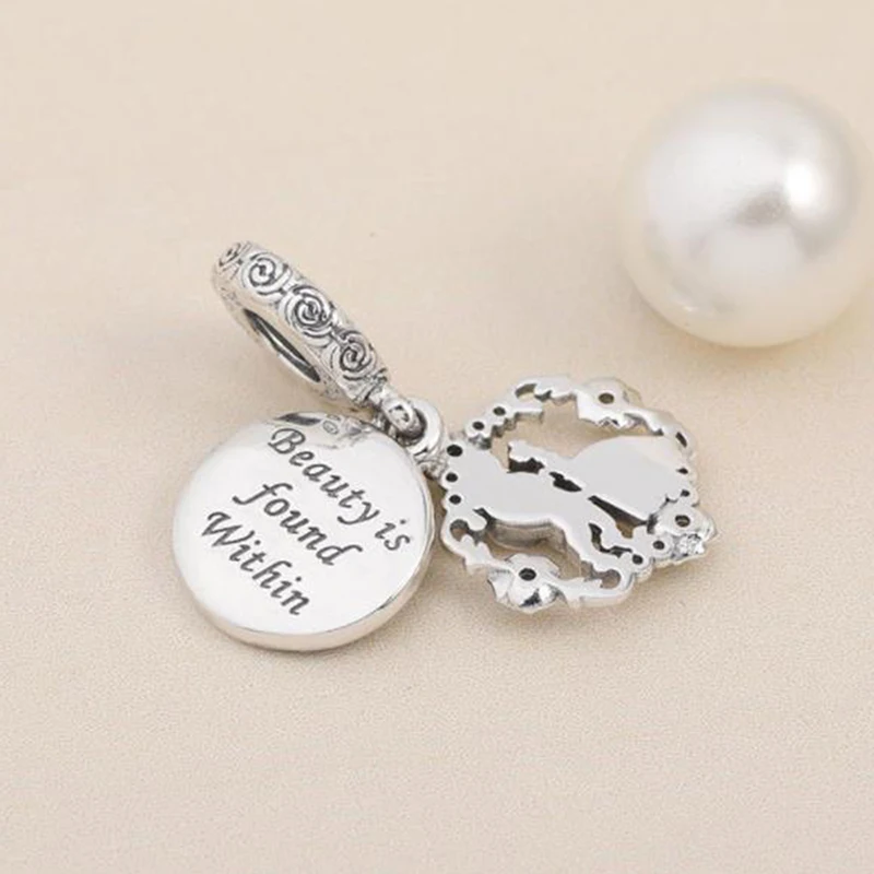 

Beauty And Beast Dangle Charm 100% Real 925 Sterling Silver Beauty Charm Dangle Fit Original Bracelet Diy Jewelry