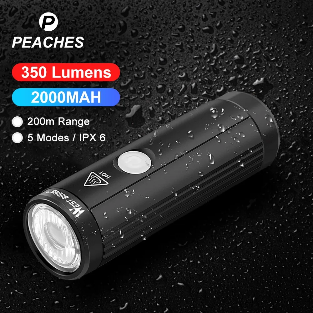 

WEST BIKING Bike Front Light 350LM USB Rechargeable MTB Flashlight For Bicycle Headlight With Taillight Luz Trasera Bicicleta