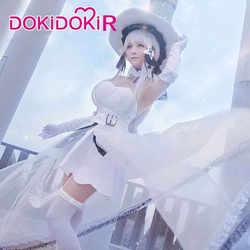 DokiDoki-R Game Azur Lane Illustrious Cosplay Costume Womem White Dress | Тематическая одежда и униформа