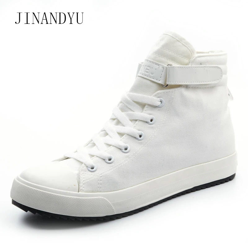 Hidden Heel 3/8CM Mens High Top Shoes 2019 Hot Sale White Canvas Men Sneakers Breathable Casual Fashion |