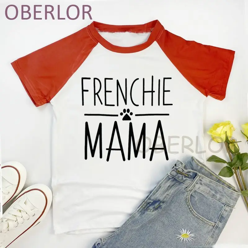 

Kawaii над Размеры Frenchie надписью «Mama» футболка уличный стиль Харадзюку, футболка с короткими рукавами для девочек Свободная футболка в стиле к...