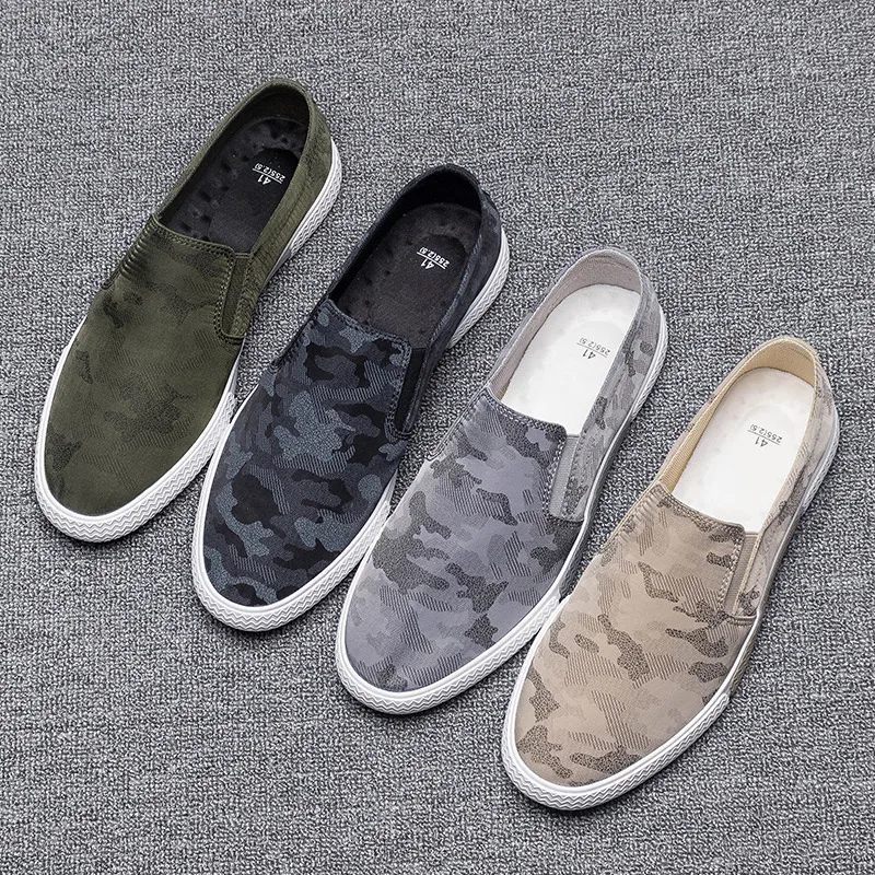 Мужская парусиновая обувь дышащая повседневная камуфляжная для езды на