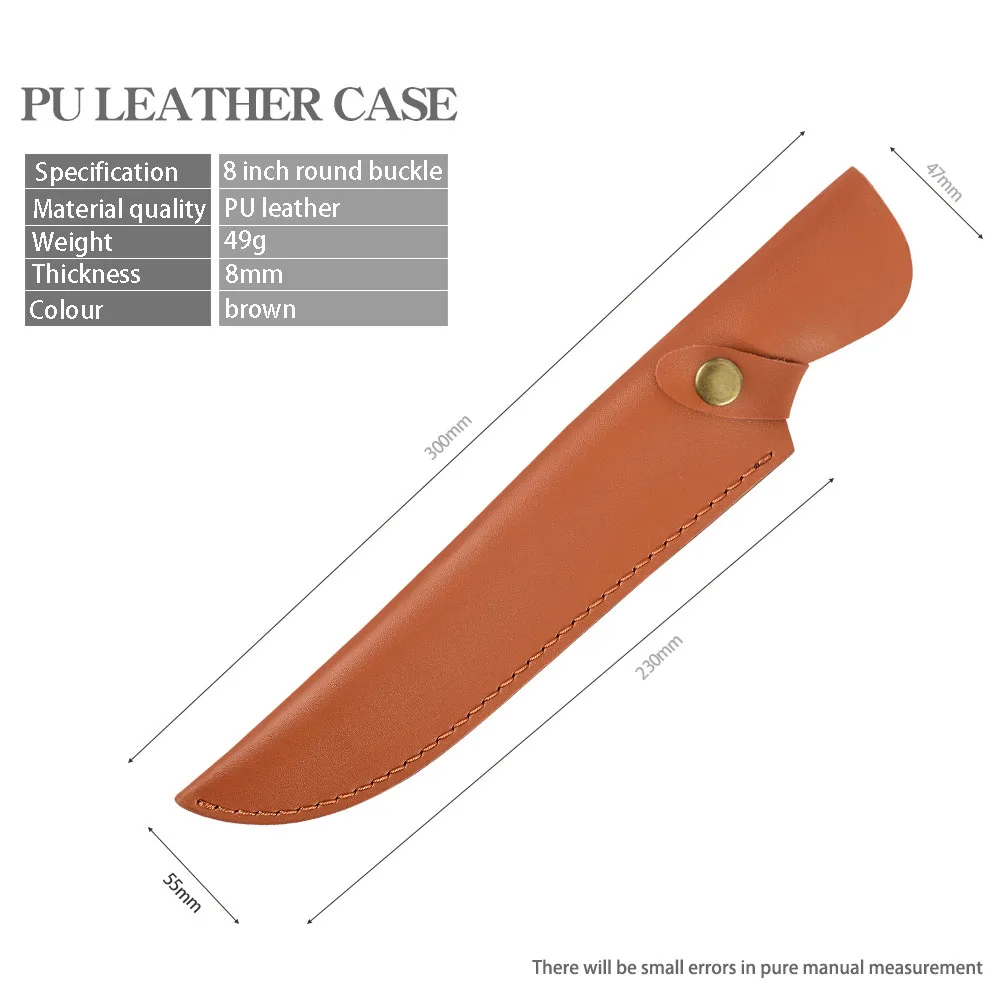 

XYj Stainless Steel 8 Inch Chef Knife Rosewood Handle Slicing Cutting Shredding Tool with Leather Sheath Suit For Hunting Hiking
