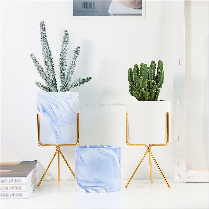 Nordic Керамика Железный искусства Мрамор ваза узор розового золота зеленый