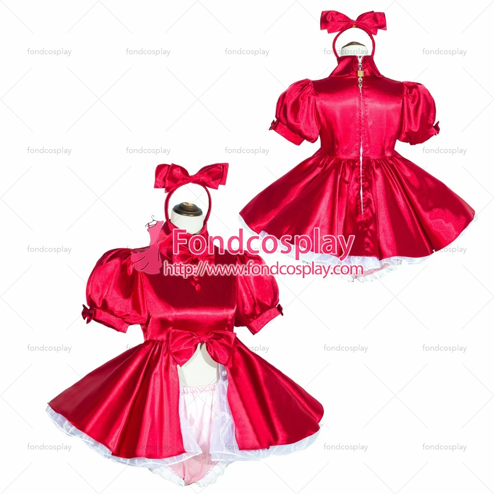 

Сексуальная одежда для взрослых с крестом fondcosplay, блестящее короткое французское красное атласное платье с замком, униформа для открытого с...