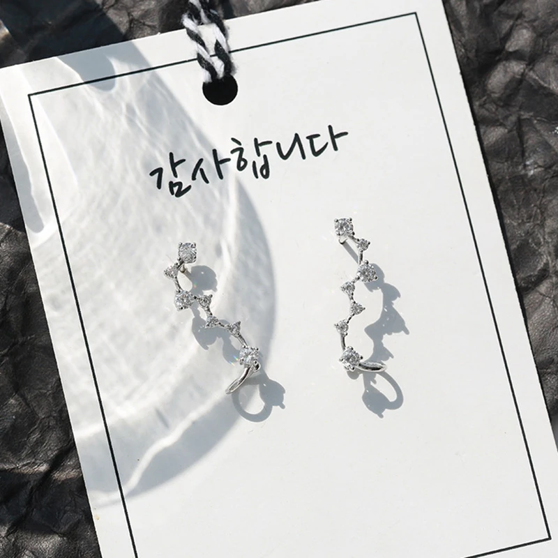 LouLeur 925 пробы серебряные серьги-гвоздики с цирконием элегантные темпераментные блестящие серьги в виде звезды для женщин Серебряные Ювелирные изделия Подарки для сестры