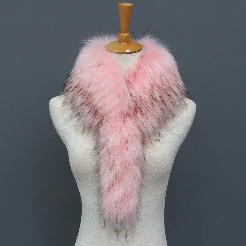 Женский декоративный воротник из искусственного меха енота съемный и ожерелье