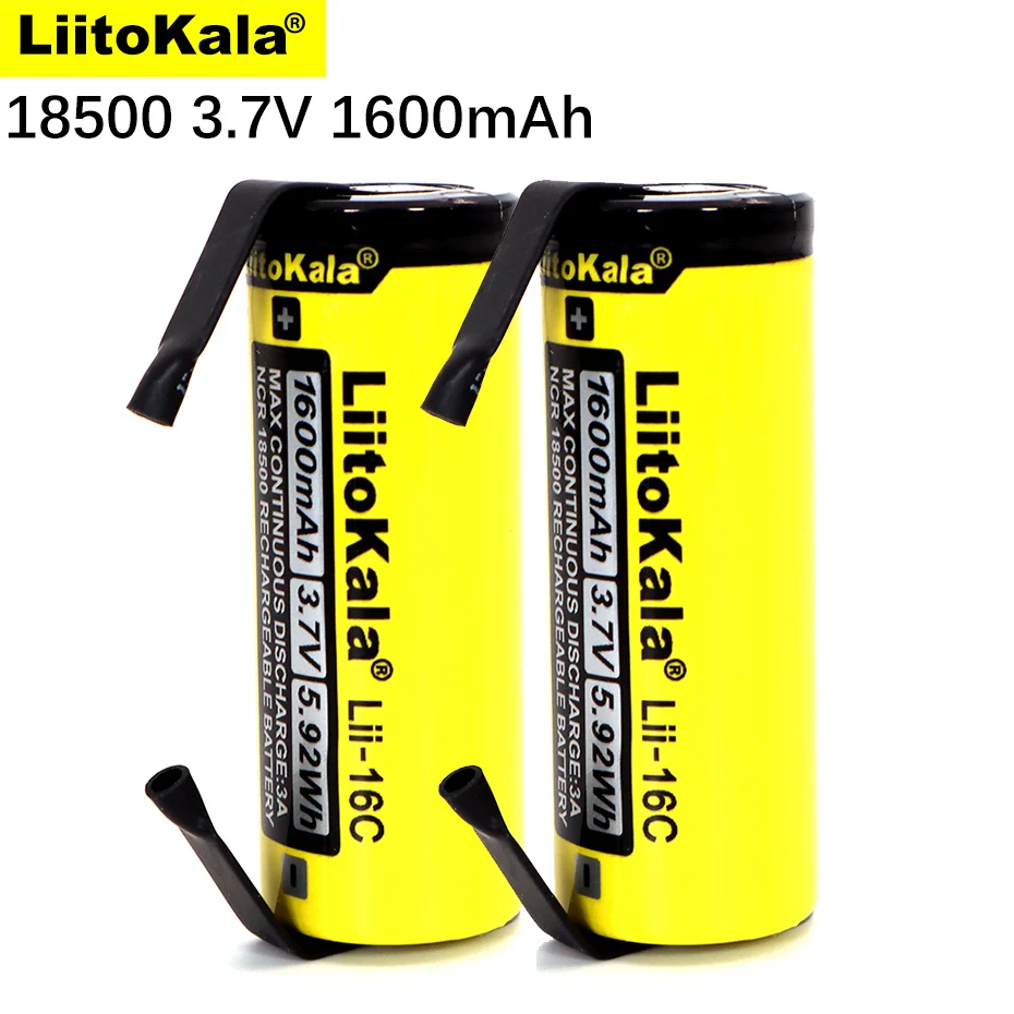 New LiitoKala Lii-16C 18500 1600mAh 3.7 V rechargeable battery Recarregavel lithium ion for LED flashlight+DIY Nickel | Электроника