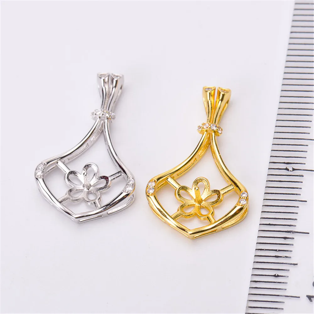 

Circle Pendant Hat Holder S925 Sterling Silver Pearl Pendant Settings Women DIY Handmade Jewelry Findings No Pearl No Chain