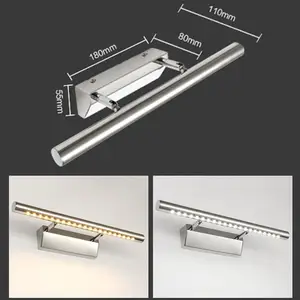 Новый настенный светильник из нержавеющей стали для ванной комнаты, 5 Вт, 85-265 В переменного тока, для макияжа, шкафа, зеркала, фотографий, передняя лампа для туалетного столика с креплением