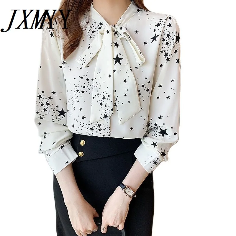 

JXMYY весна-осень французская нежная Модная рубашка с бантом женская цветочная лента с длинным рукавом