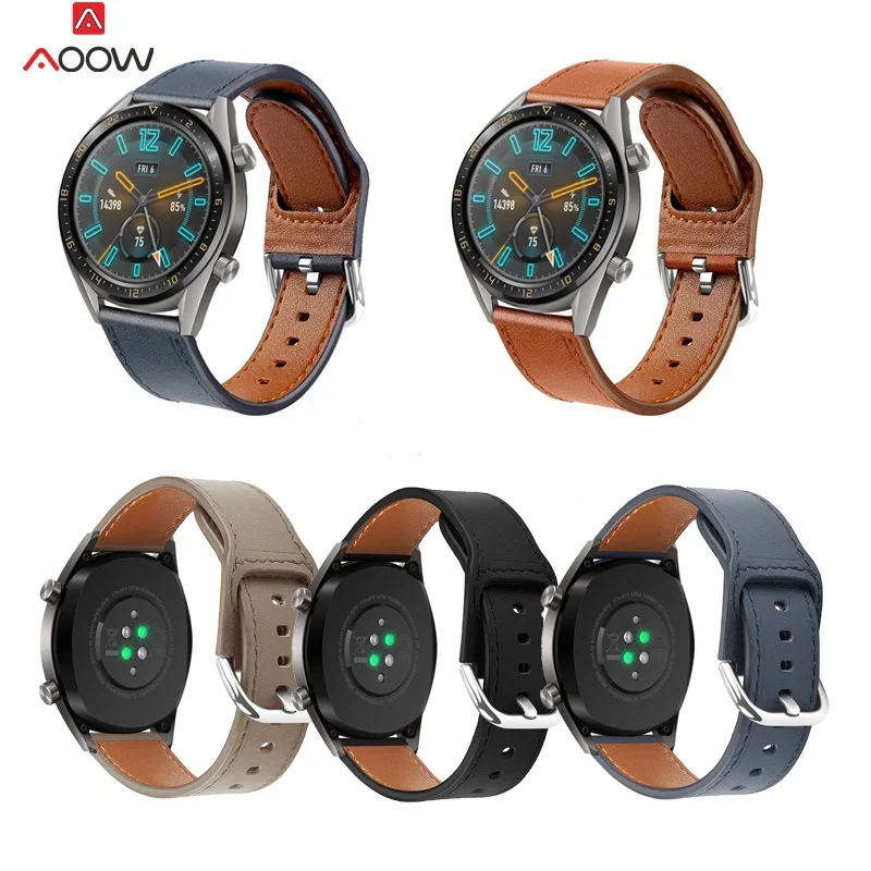 Браслет из натуральной кожи для huawei Watch GT Active 46 мм ремень с металлической пряжкой 22 мм ремешок для samsung gear S3 Honor Magic