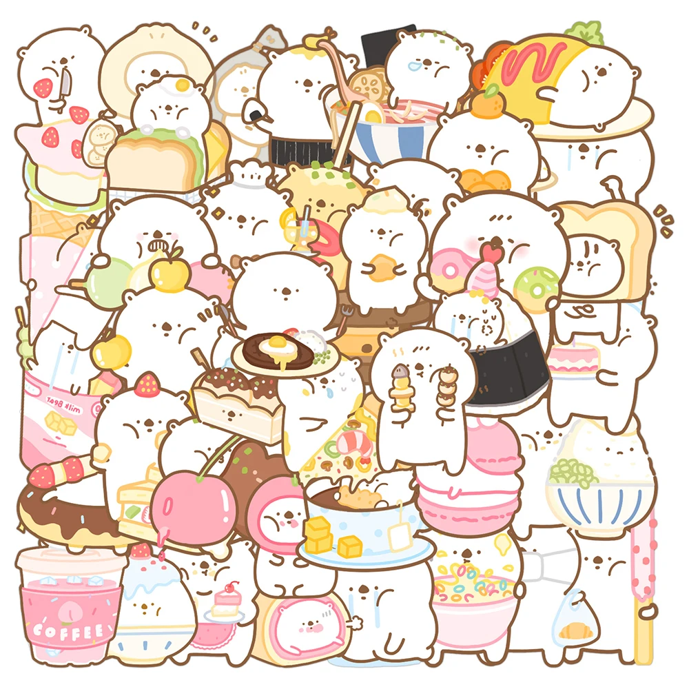 

40PCS Cute Food Diary Bear Kawaii Stickers Aesthetic Skateboard Fridge Laptop Waterproof Graffiti Decal Sticker Packs Kid Toy