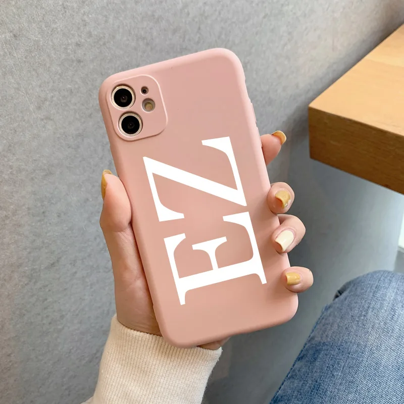 Кастомный чехол для телефона с инициалами имени для iphone 13 Pro Max 6S 7 8 Plus X XS XR 11 12 Mini MAX на жидкостном силиконе.