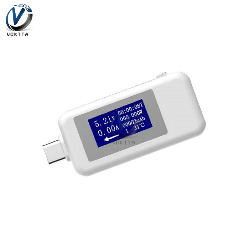 Белый Тип-c USB тест er ЖК-цифровой вольтметр Амперметр Напряжение Ток тест детектор Банк питания зарядное устройство индикатор USB доктор - Цвет: Белый