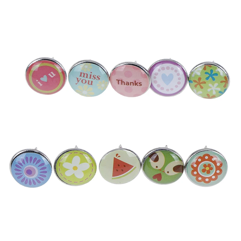 

100pcs Fruits Flowers Colored Metal Push Pins Assorted Paper Map Cork Board Capped Fixing Thumbtack Pin Office Supplies School