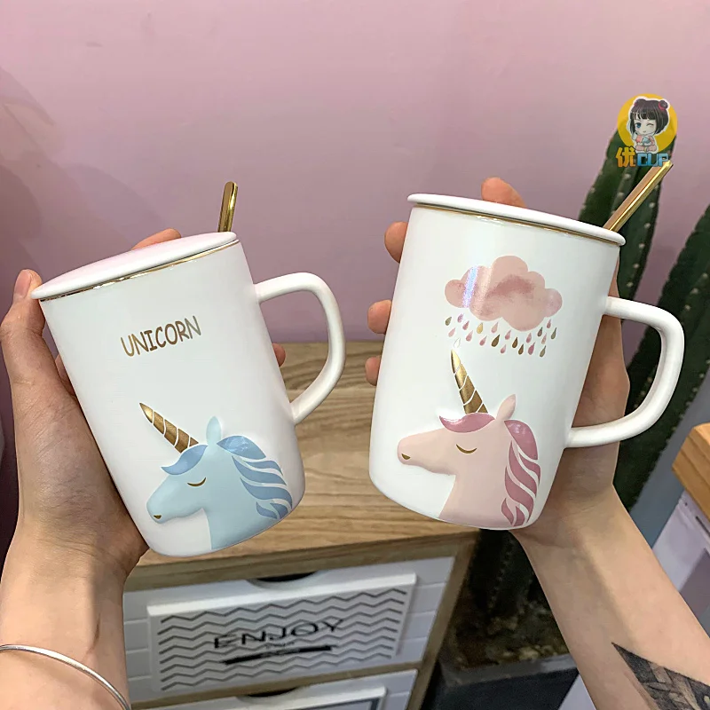 Ins супер милая мультяшная керамическая кружка в виде единорога для девушек