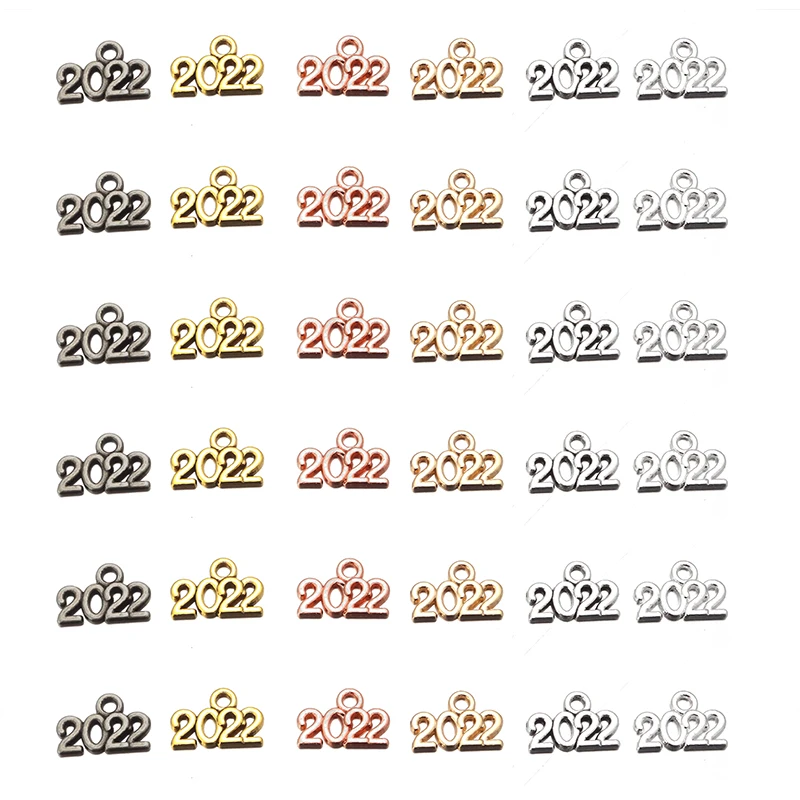 

SAUVOO 30-10pcs/lot Wholesale Number 2022 Year Charms Pendant DIY Neclace Bracelet Making Handmade Jewelry Craft Accessories