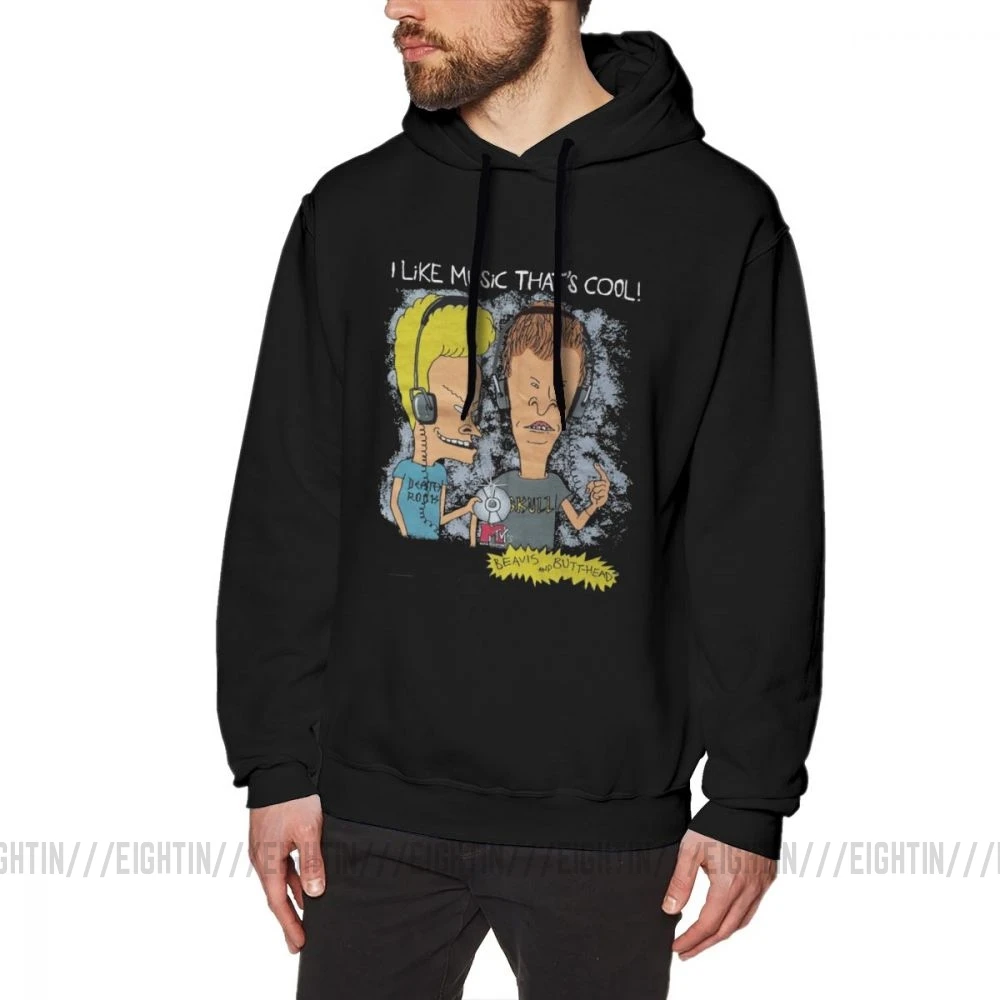 Мужская толстовка Beavis And Butthead из хлопка, Крутая толстовка с капюшоном - Цвет: Черный