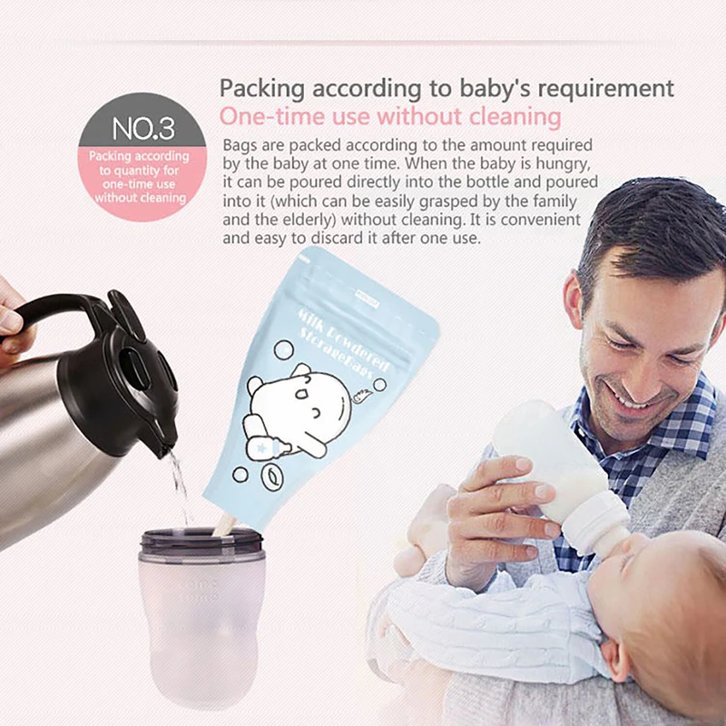 

Portable 36 Pcs Baby Disposable Milk Powder Storage Bag BPA Free Dispenser Formula Pouch For Travelling