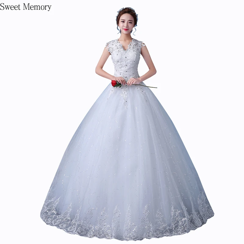 

Sweet Memory 2021 Bride Embroidery Lace Appliques Plus Size Wedding Dress Princess Ball Gown Luxury Crystal Wedding Dresses