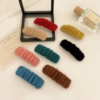 winter women vintage colorful wool knitting folds hairpins sweet bangs hair clips barrettes hairgrips fashion hair accessories