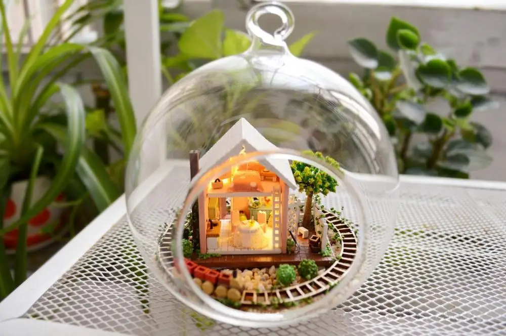 Кукольный домик со стеклянной крышкой миниатюрный DIY Модель Строительный