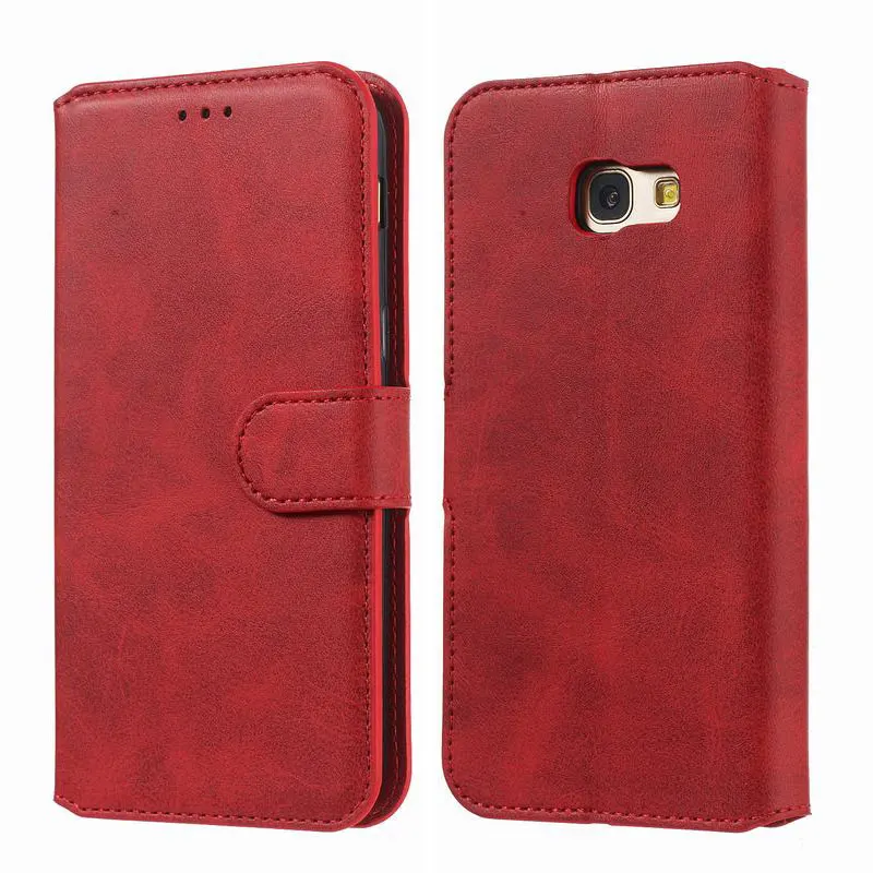 Red Case Для samsung Galaxy A5 чехол Кожаный чехол-бумажник для телефона с отделениями для карт чехлы на samsung A5 A520 Etui противоударный Ретро протектор - Цвет: Red Case