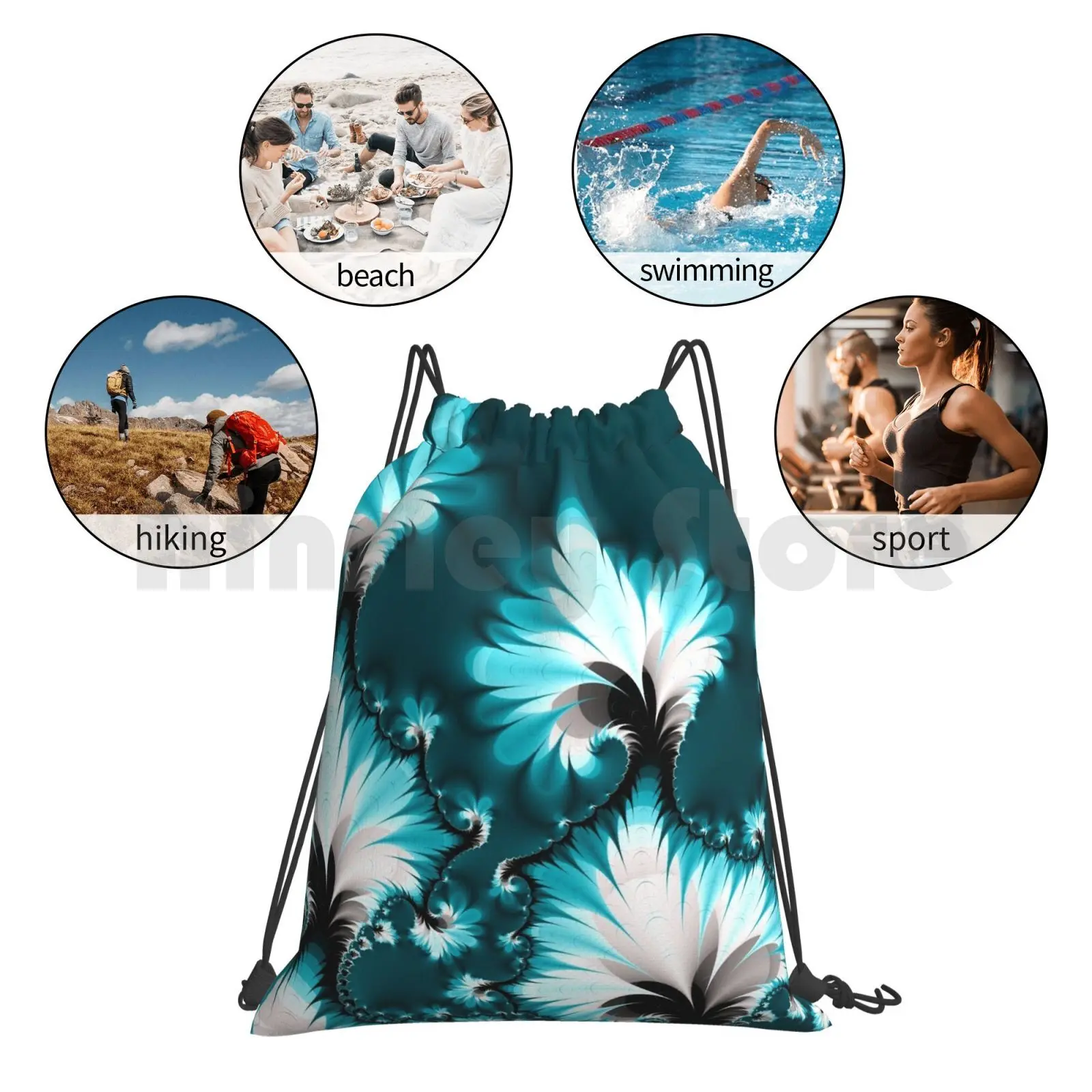 

Nikki'S Fractal Backpack Drawstring Bags Gym Bag Waterproof Fractal Abstract Pattern Geometric Modern Mathematical