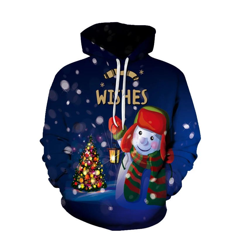 

Christmas Men's Hoodie Men's 3D Printing Hooded Sweatshirt Fall Winter Fashion Snowman Hooded Pullover Children's Clothing