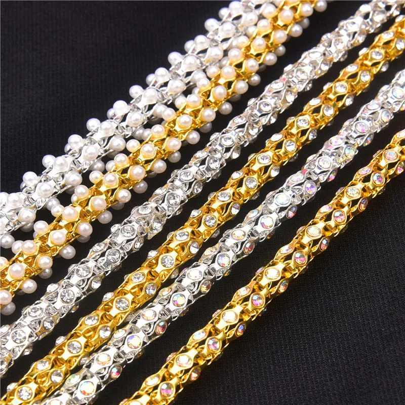 Круглая жемчужная Цветочная Алмазная кукурузная цепочка Стразы сварочная