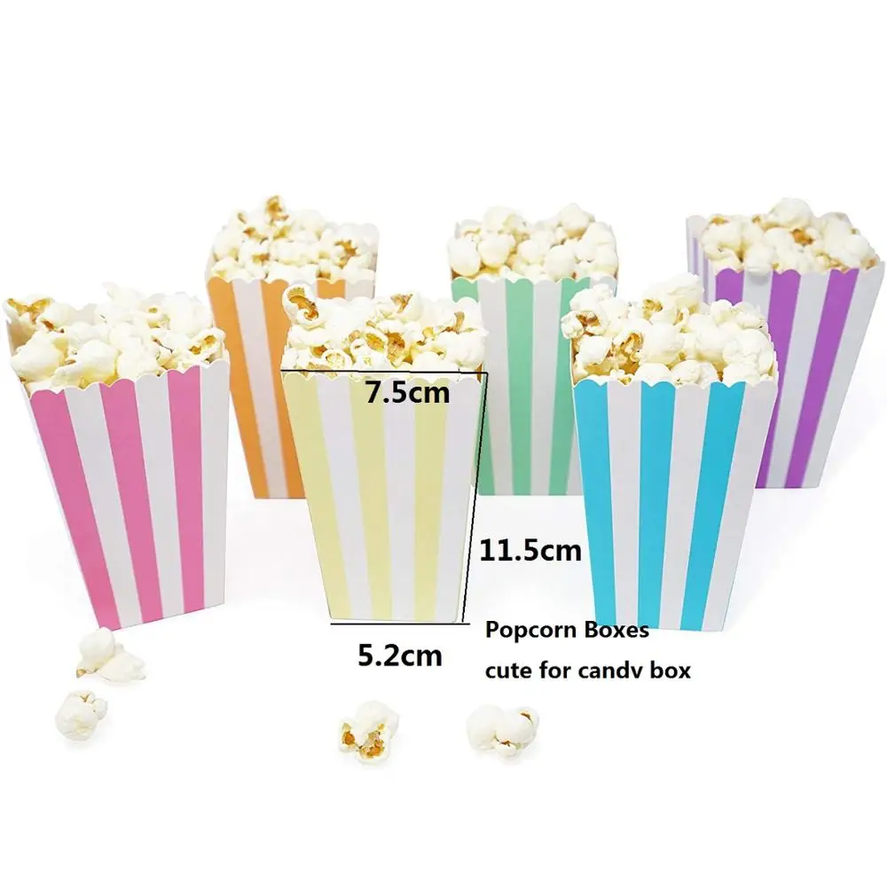 12pcs popcorn box Вечерние гирлянды в виде единорога, Пастельная Радужная гирлянда, набор для самостоятельной сборки тканевых кисточек с 15 кисточками для 7 футов CH1105, пастельные бумажные соломинки, конфетти - Цвет: 12pcs popcorn box