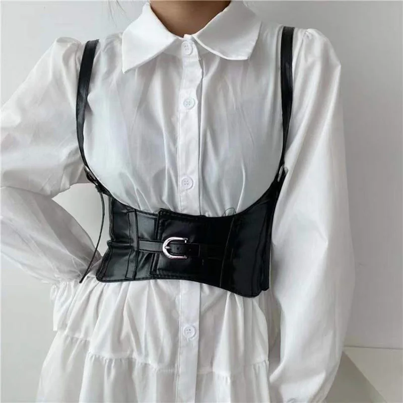 Decorative Women Waistcoat Elastic Width Belt And American Fashion Ins Punk Style Girdle  With Suit Shirt Black Girls Waistband