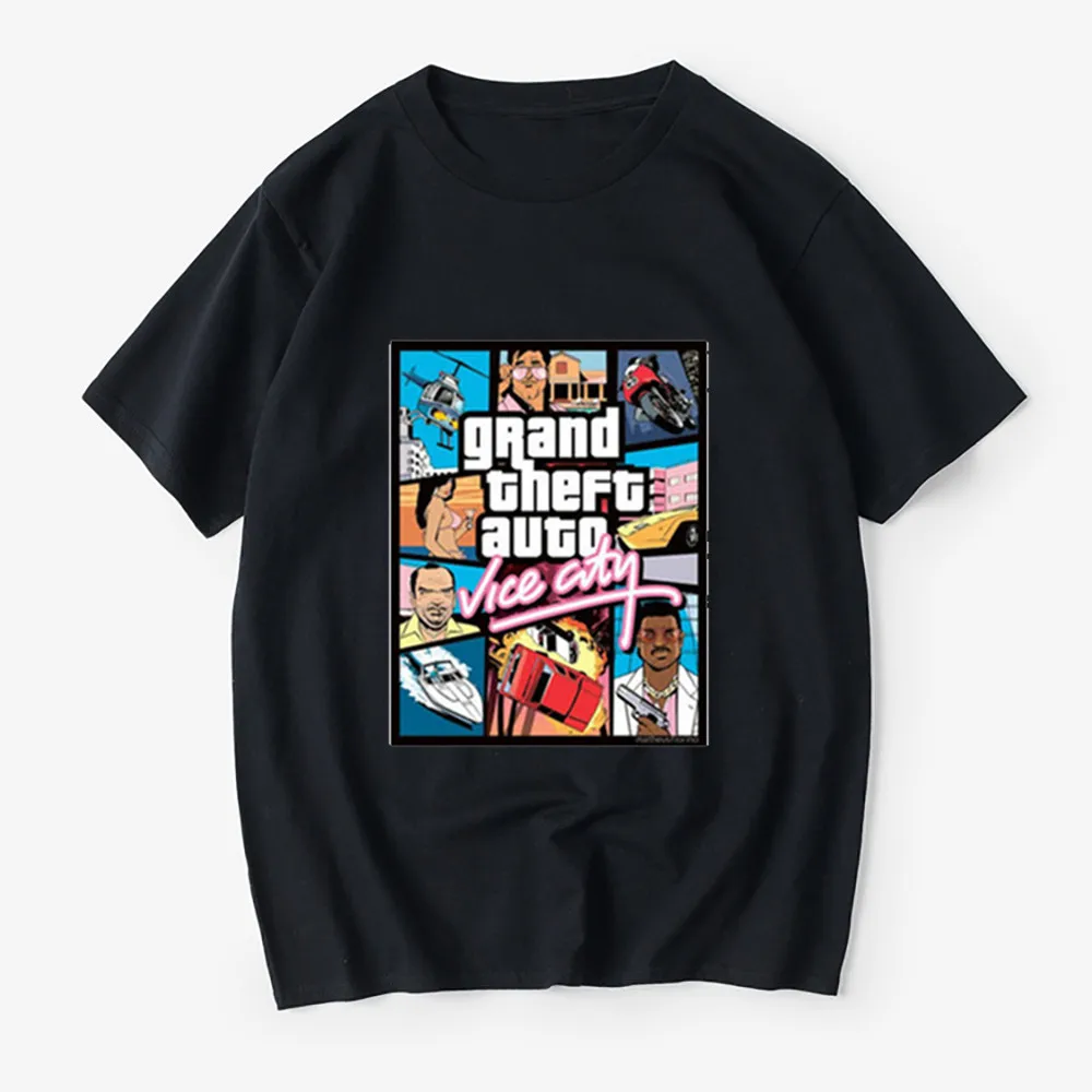 Прямая поставка 100% хлопок круглый вырез футболки топ Grand Theft Auto Vice City футболка GTA