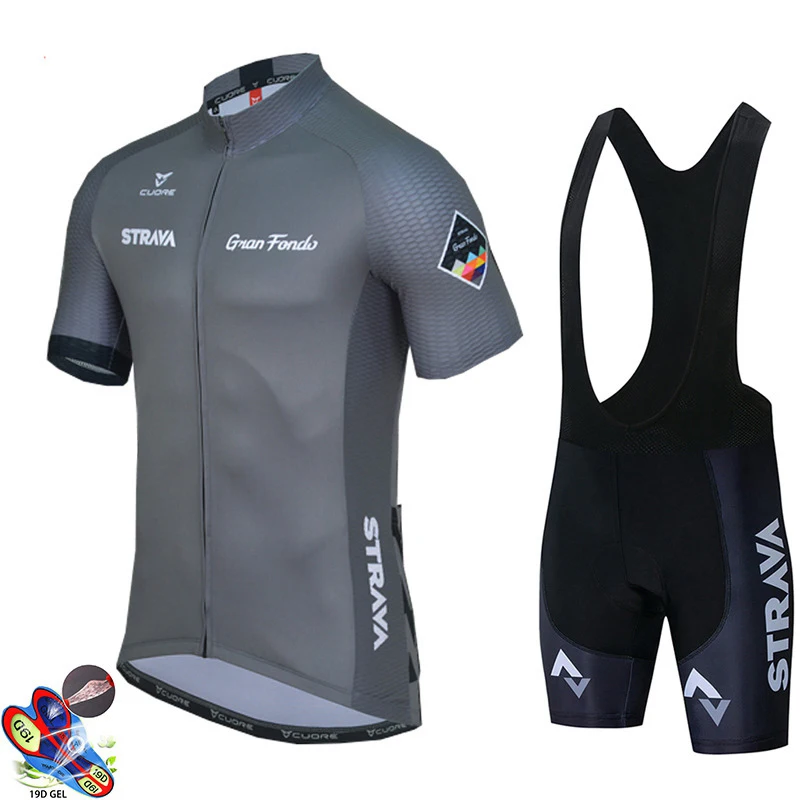 

2021 STRAVA Men Cycling Jersey Set Breathable Sport Bicycle Jersey Mens Mountain Bike Cycling Clothing Short Sleeve Bike Jersey