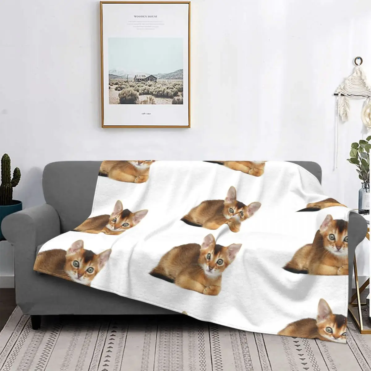 

Cute Cat Blankets Fleece Decoration Ultra-Soft Throw Blankets for Bedding Bedroom Plush Thin Quilt