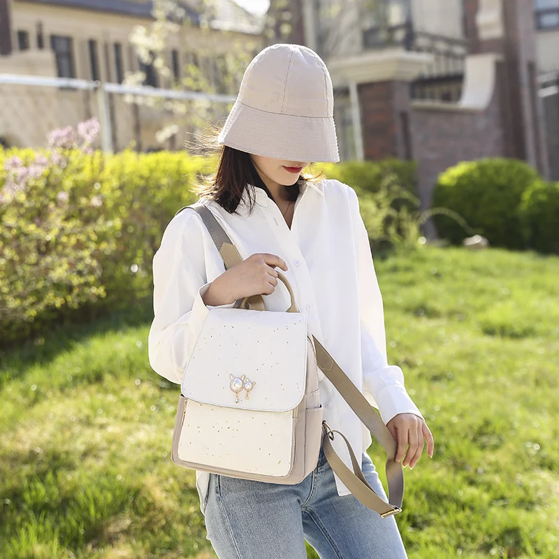 

LU.FAWN Sequins Fashion 2021 Women's Bags Girl Designer School Backpack Teenage Versatile Large Capacity Casual Shopping 9911