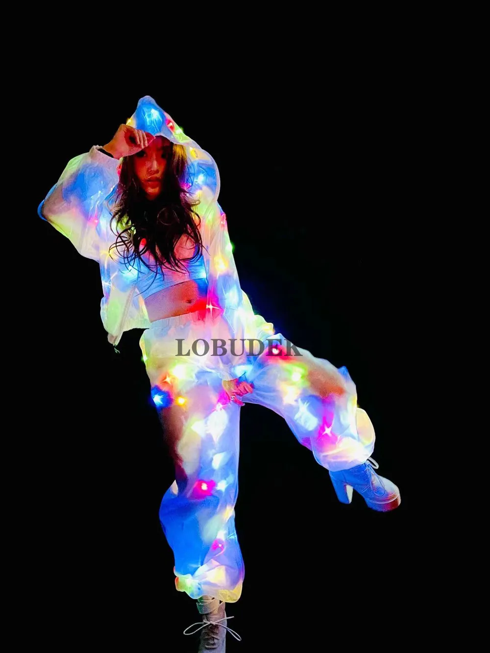 Красочное электронное освещение танцевальный костюм светодиодная светящаяся