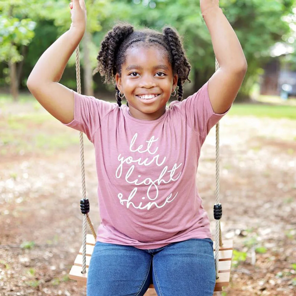 Детская рубашка пусть ваш светильник Unizex Christian Детские рубашки с верой футболки