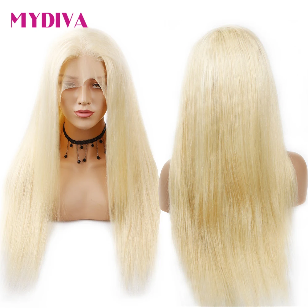 

613 Honey Blonde Lace Front Human Hair Wigs Pre Plucked transparent lace 613 HD Lace Frontal Wig Brazilian Straight Hair Mydiva