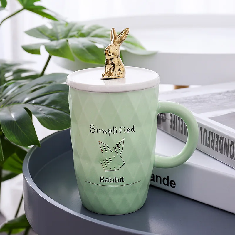 Porcelain Creative Mug Diamonds Shape Colorful Art Ceramic Cup with Lid Milk Coffee Mugs Office Water | Дом и сад