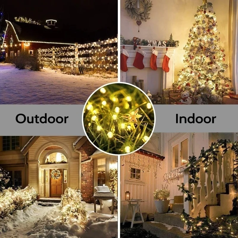 100/200 LED 8 режимов солнечные Рождественские наружные огни водонепроницаемые